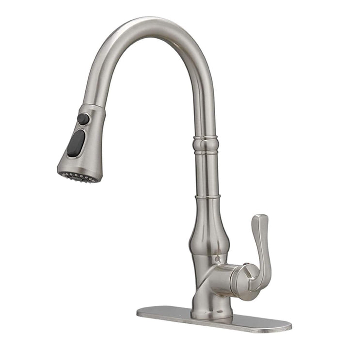 Single Handle Pull Down 3 Spray Kitchen Faucet with Deck Plate