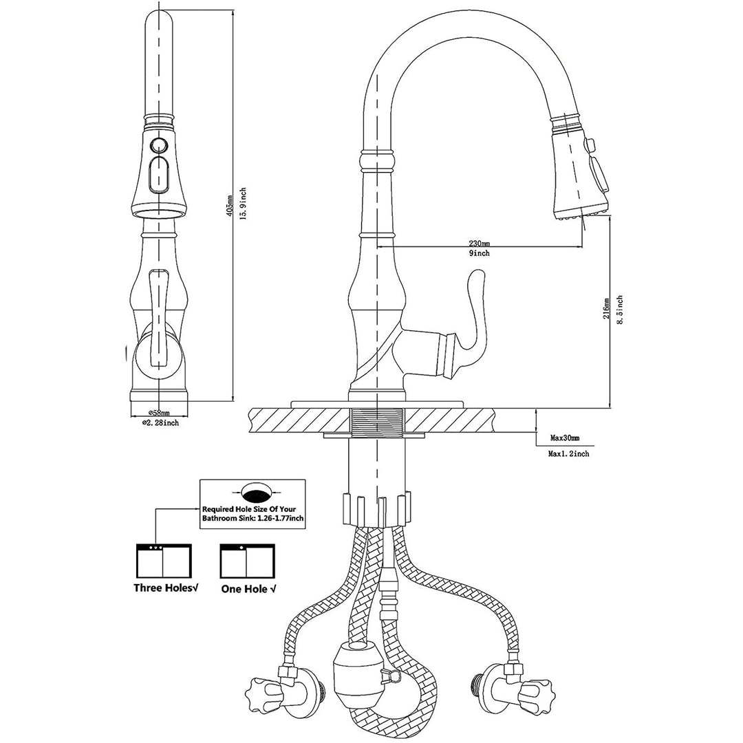 Single Handle Pull Down Spray Kitchen Faucet Structure