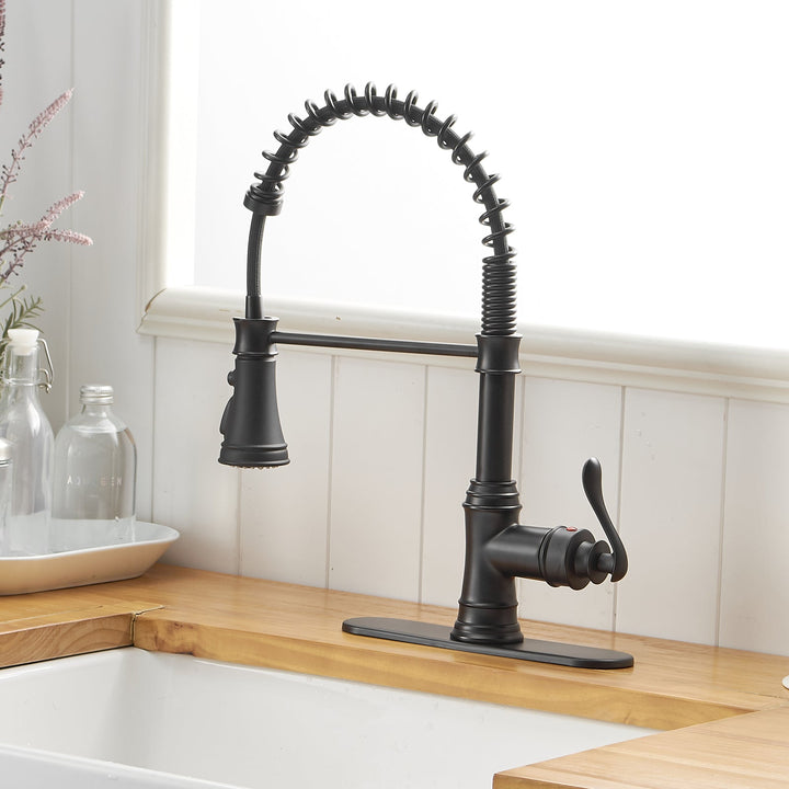 Single-Handle Pull-Down Sprayer 3 Spray Kitchen Faucet With Deck Plate