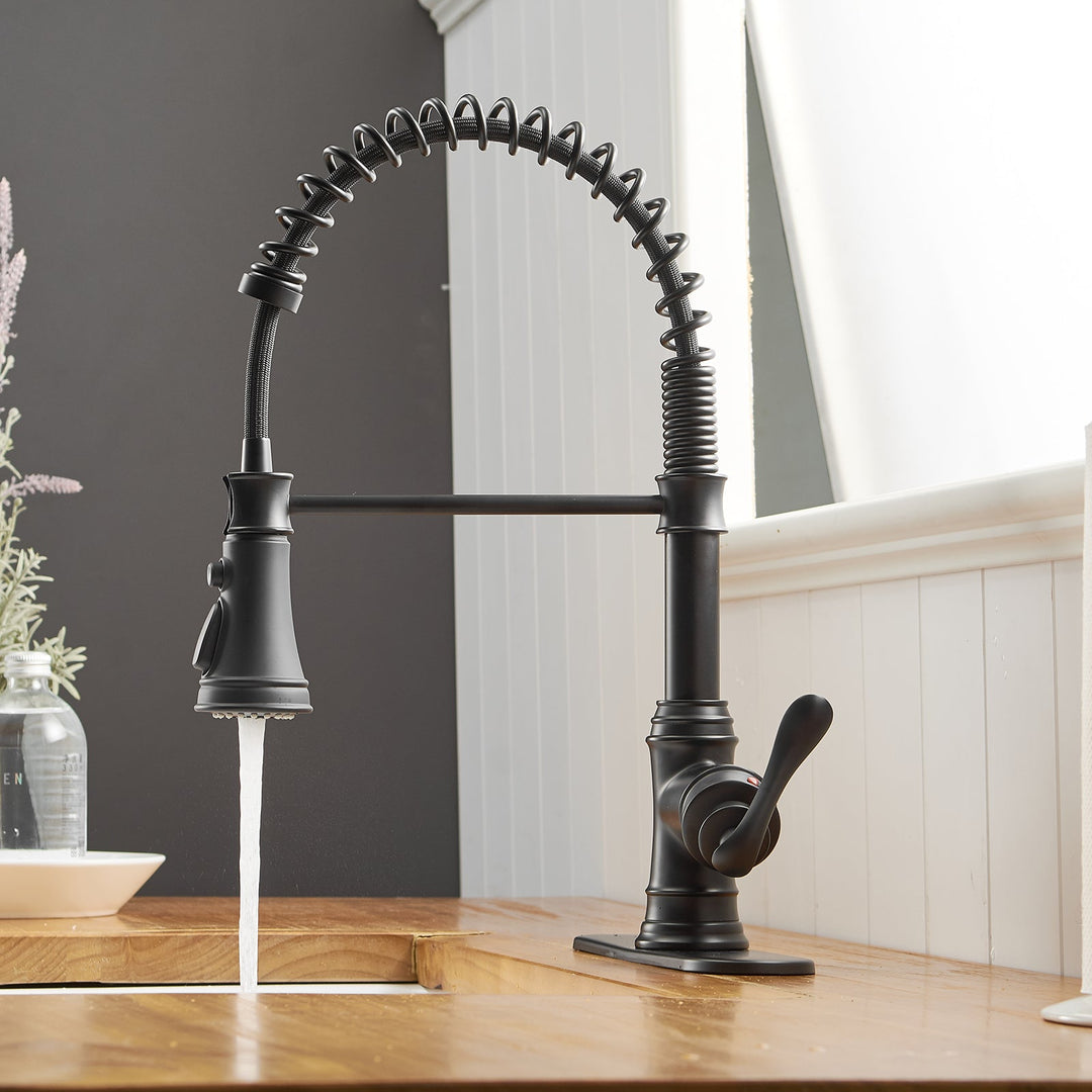 Single-Handle Pull-Down Sprayer 3 Spray Kitchen Faucet With Deck Plate