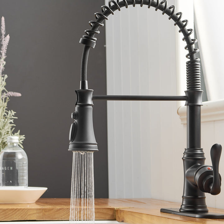 Single-Handle Pull-Down Sprayer 3 Spray Kitchen Faucet With Deck Plate