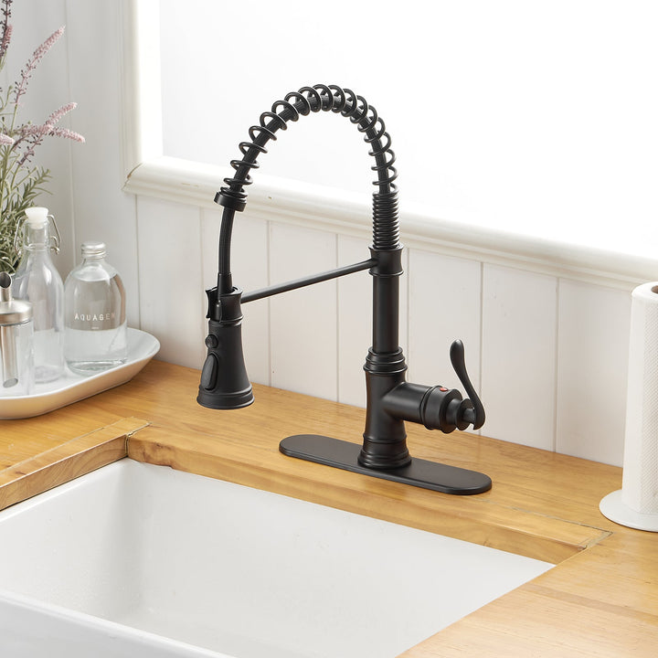 Single-Handle Pull-Down Sprayer 3 Spray Kitchen Faucet With Deck Plate