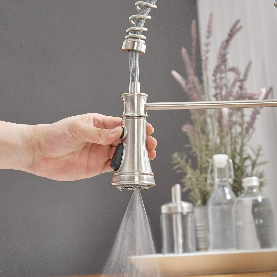 Single-Handle Pull-Down Sprayer 3 Spray Kitchen Faucet With Deck Plate