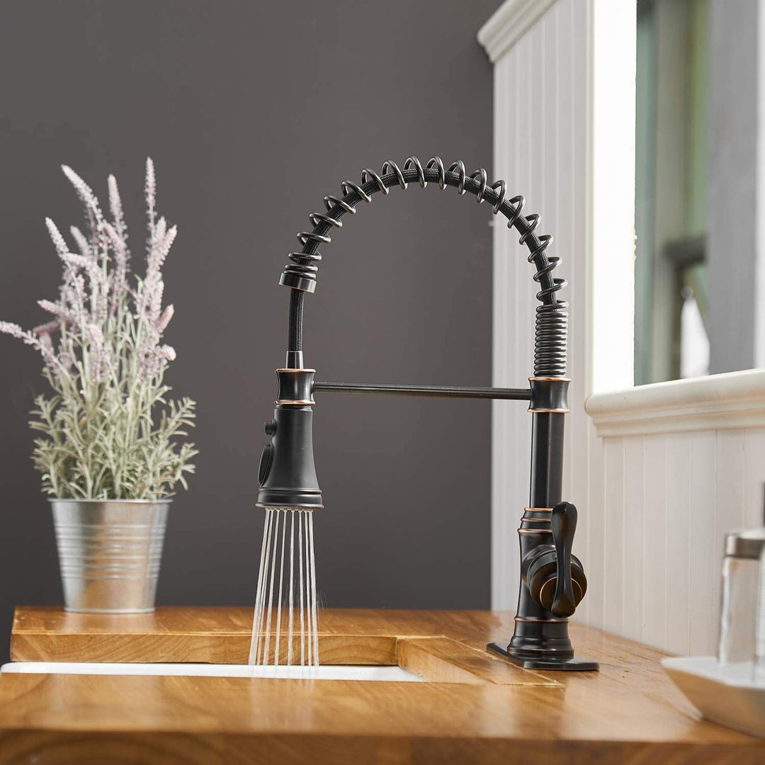 Single-Handle Pull-Down Sprayer 3 Spray Kitchen Faucet With Deck Plate