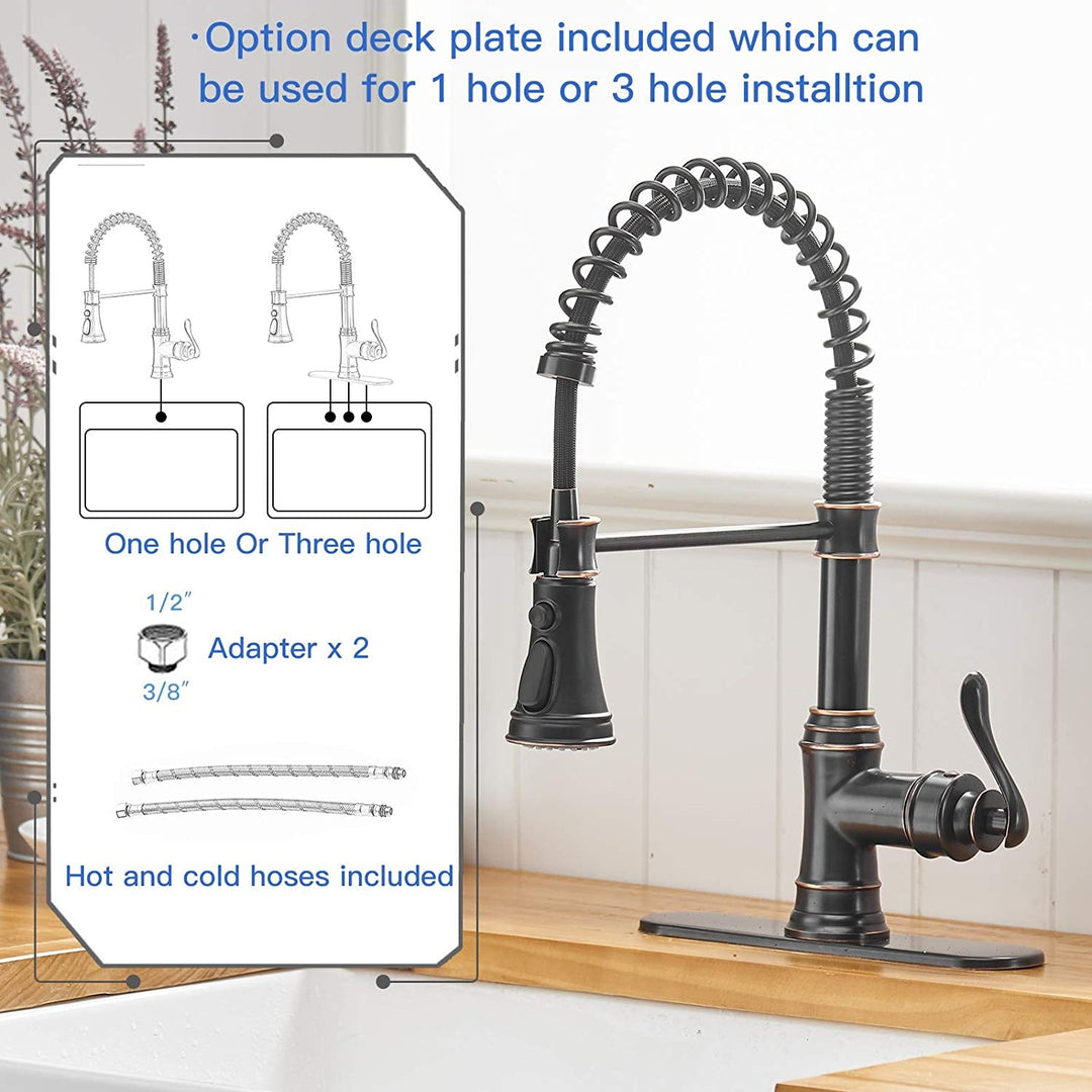 Single-Handle Pull-Down Sprayer 3 Spray Kitchen Faucet With Deck Plate