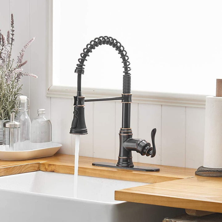 Single-Handle Pull-Down Sprayer 3 Spray Kitchen Faucet With Deck Plate