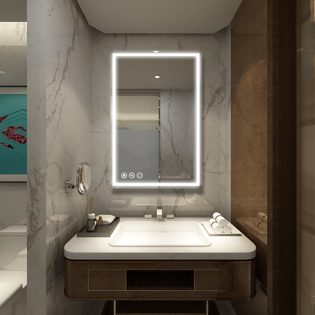 24 in. W x 36 in. H Frameless LED Single Bathroom Vanity Mirror in Polished Crystal
