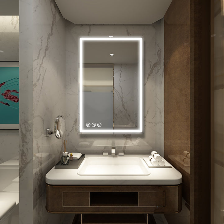 24 in. W x 36 in. H Frameless LED Single Bathroom Vanity Mirror in Polished Crystal