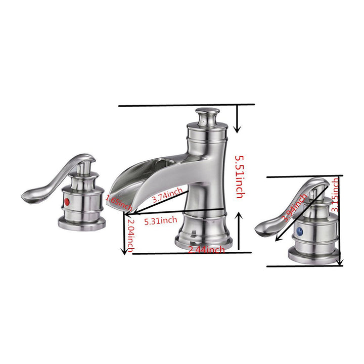 8 in. Widespread Double Handle Bathroom Faucet and Waterfall Shining