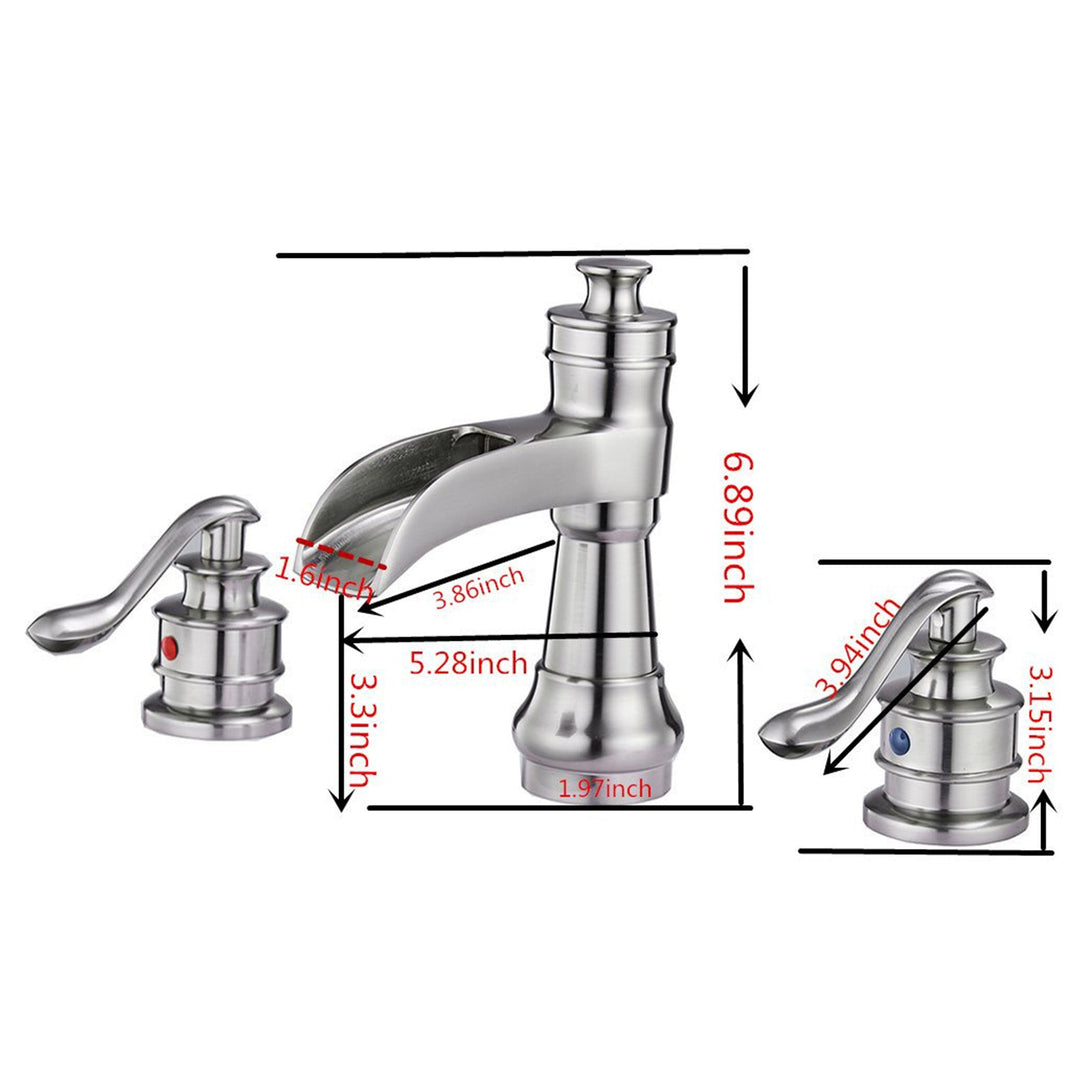8 in. Waterfall Widespread 2-Handle Bathroom Faucet With Supply Line