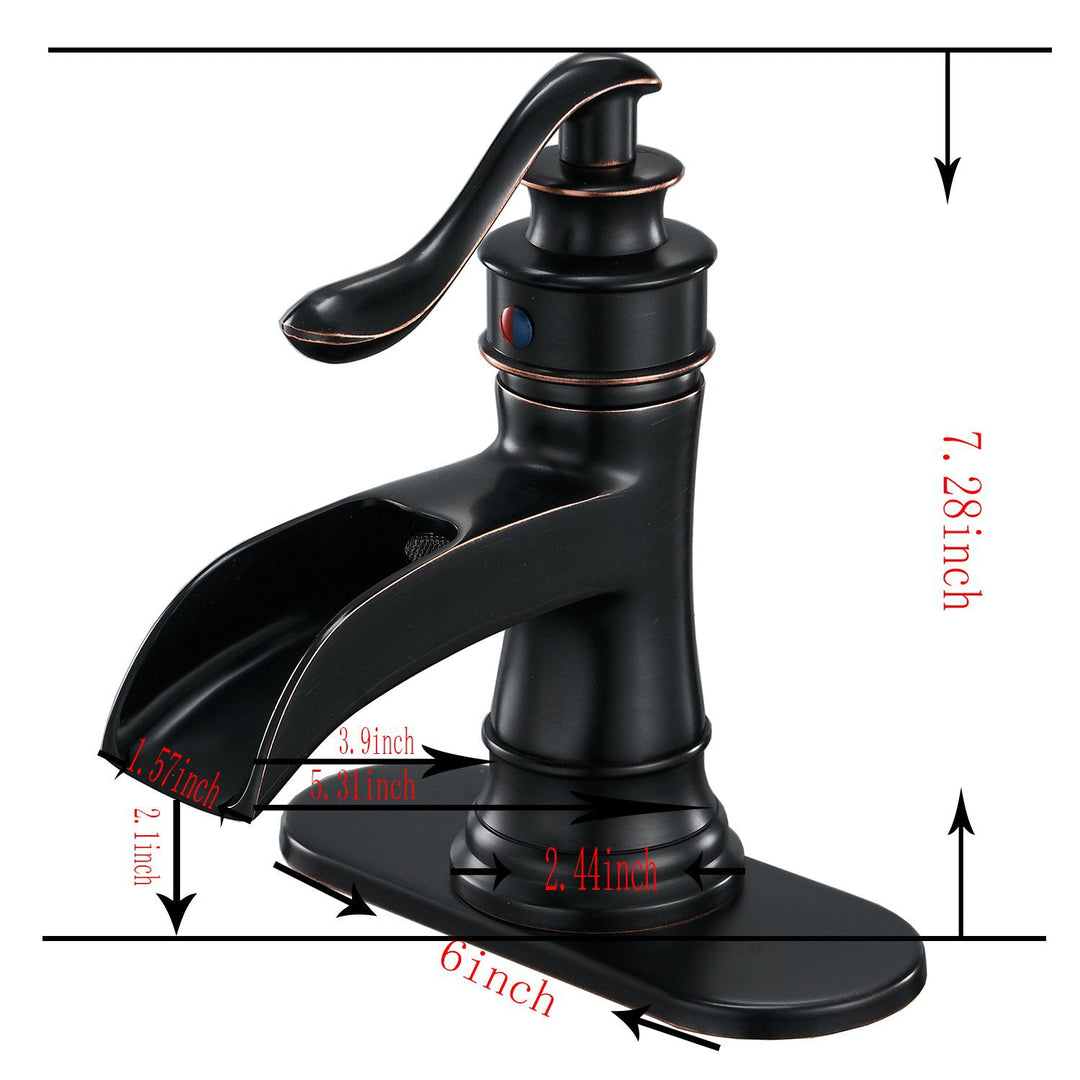 Single Hole Single Handle Sleek Stylish Bathroom Faucet with Drain Kit Included in Oil Rubbed Bronze (Valve Included)