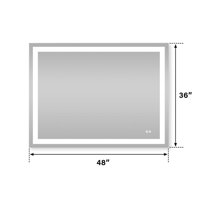 48 in. W x 36 in. H Rectangular Frameless Anti-Fog LED Light Bathroom Vanity Mirror in Aluminum