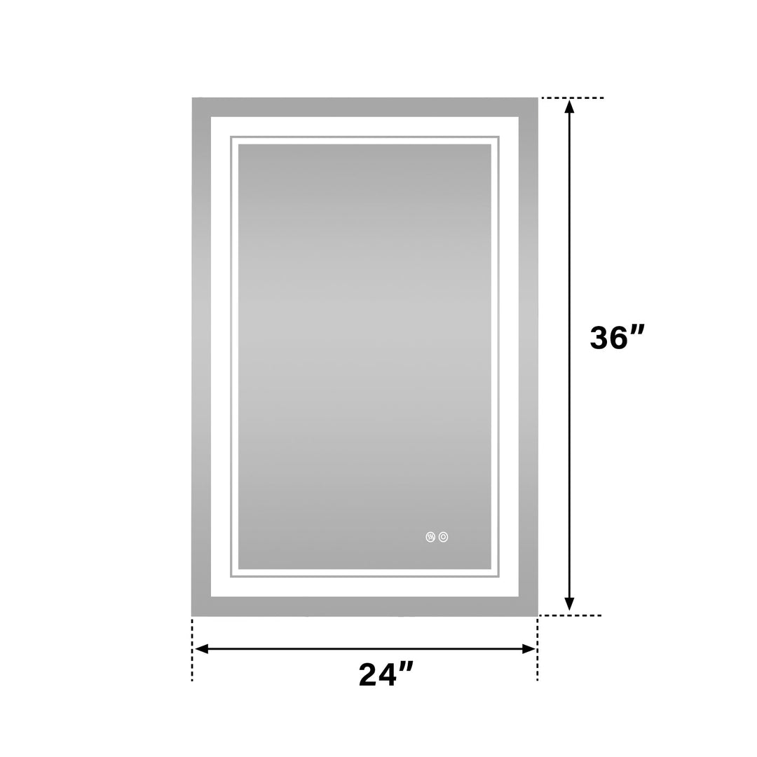 24 in. W x 36 in. H Rectangular Frameless Anti-Fog LED Light Dimmable Bathroom Vanity Mirror in Aluminum