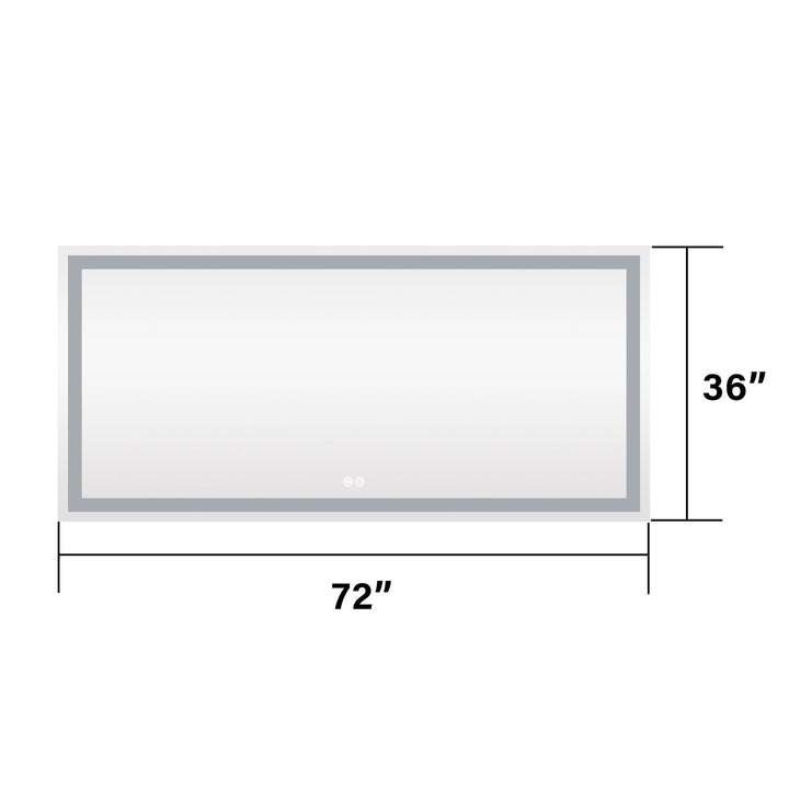 72 in. W x 36 in. H Rectangular Frameless Anti-Fog LED Light Bathroom Vanity Mirror in Aluminum