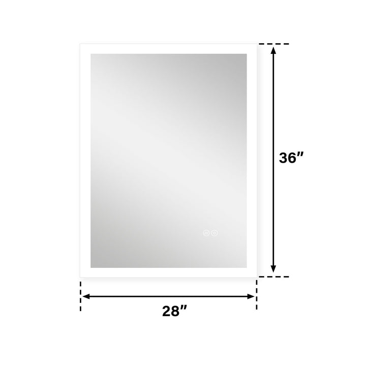 28 in. W x 36 in. H LED Light Mirror Rectangular Fog Free Frameless Bathroom Vanity Mirror