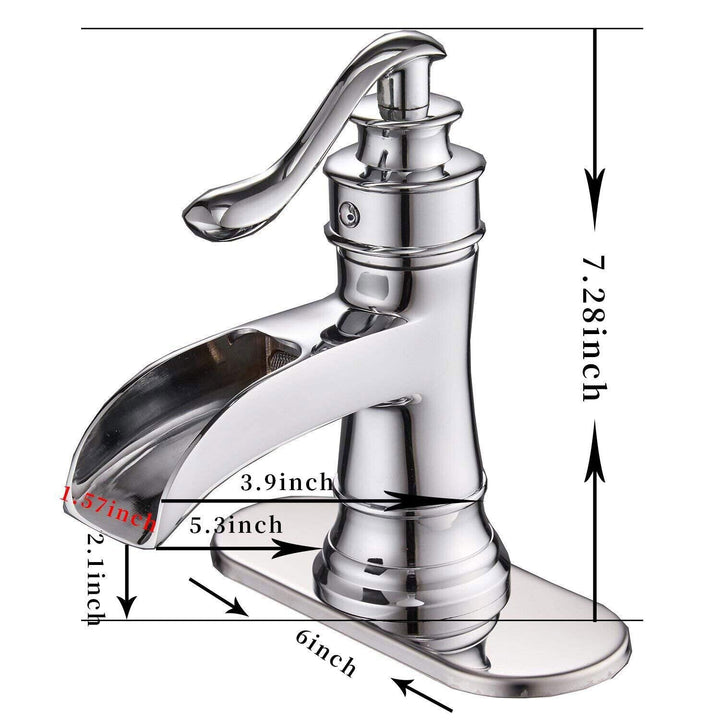 Sleek Stylish Single Handle Single Hole Bathroom Faucet with Drain Kit Included in Polished Chrome(Valve Included)