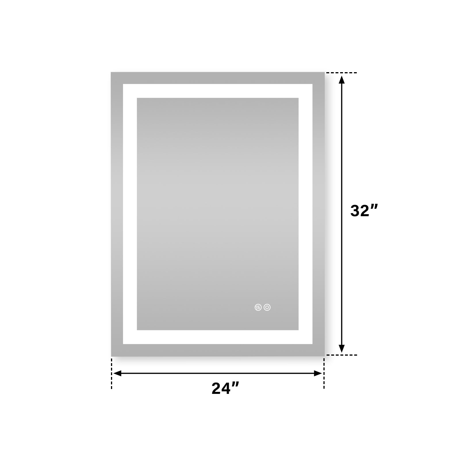 24 in. W x 32 in. H Rectangular Frameless Anti-Fog LED Light Bathroom Vanity Mirror in Aluminum