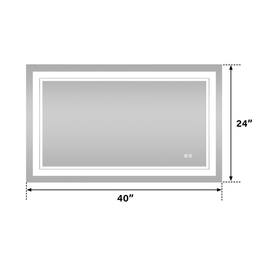 40 in. W x 24 in. H Rectangular Frameless Anti-Fog LED Light Dimmable Bathroom Vanity Mirror in Aluminum