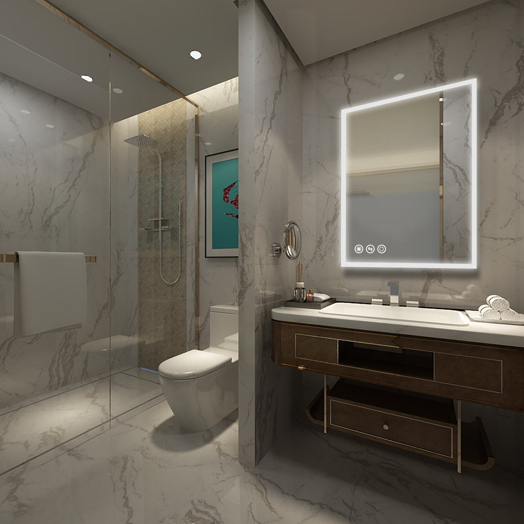 30 in. W x 36 in. H Frameless LED Single Bathroom Vanity Mirror in Polished Crystal