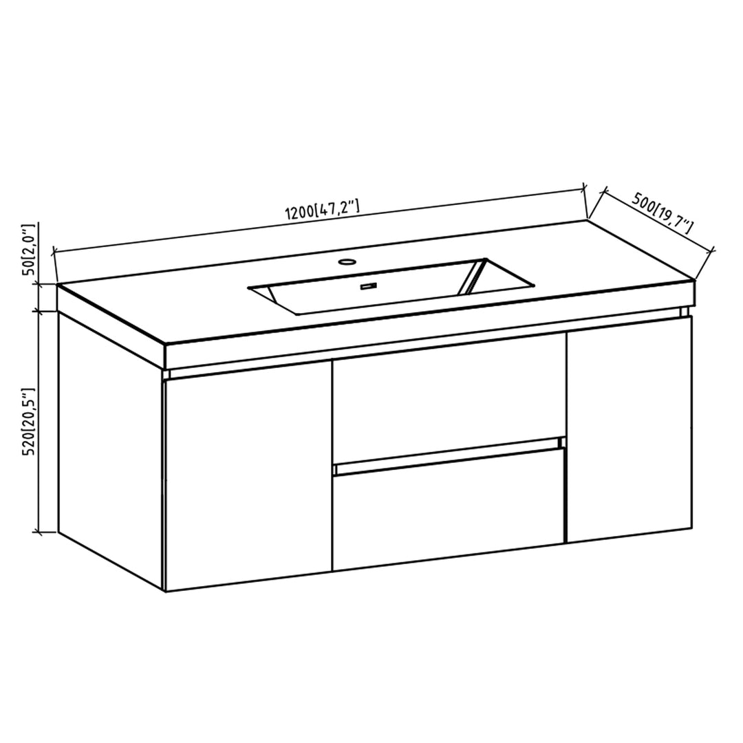 24" Bath Vanity in White with White Vanity Top and Basin