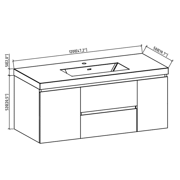 24" Bath Vanity in White with White Vanity Top and Basin