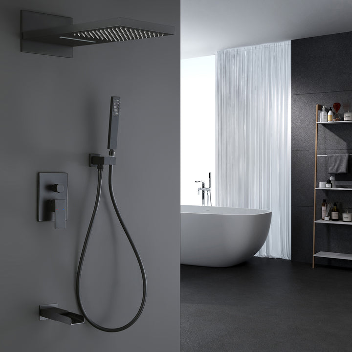 Wall Mounted Bathroom Luxury Rainfall Mixer Shower Tub Spout Combo Set