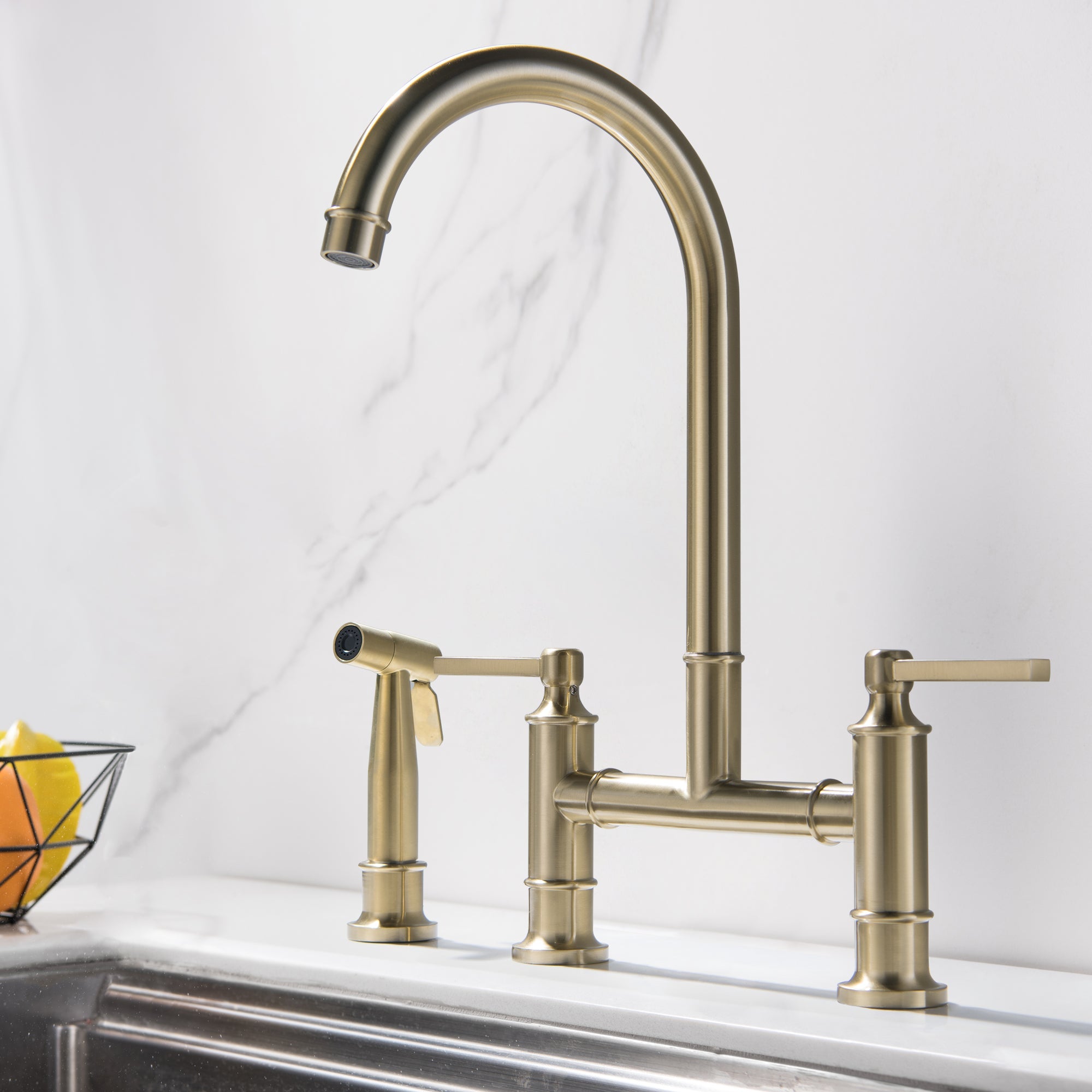 Two Handle Kitchen Bridge Faucet