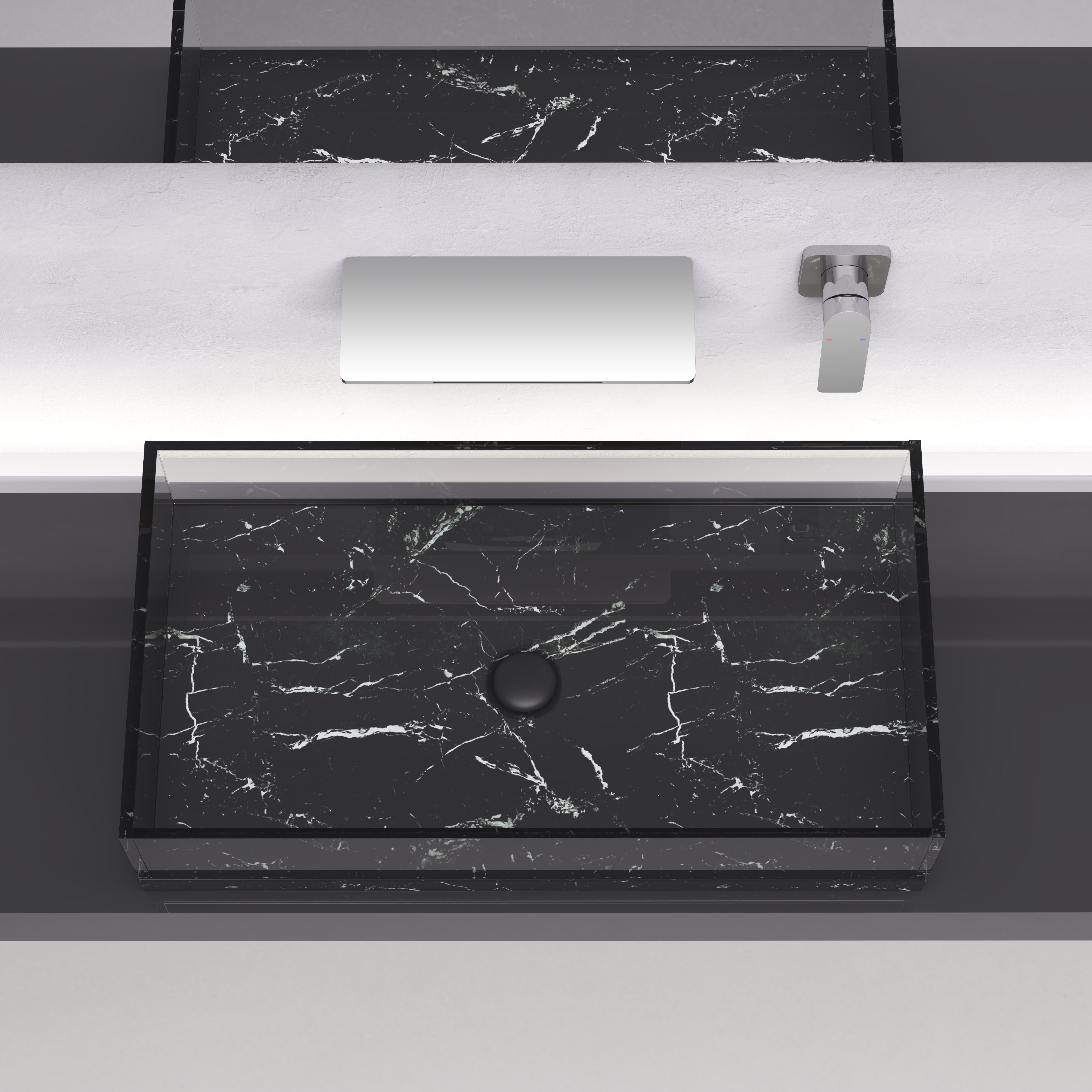 Single Handle Widespread Wall Mounted Bathroom Faucet with Shelf Function