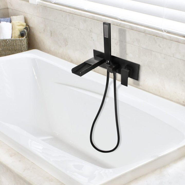 Single Handle Wall Mounted Black Tub Spout With Handshower