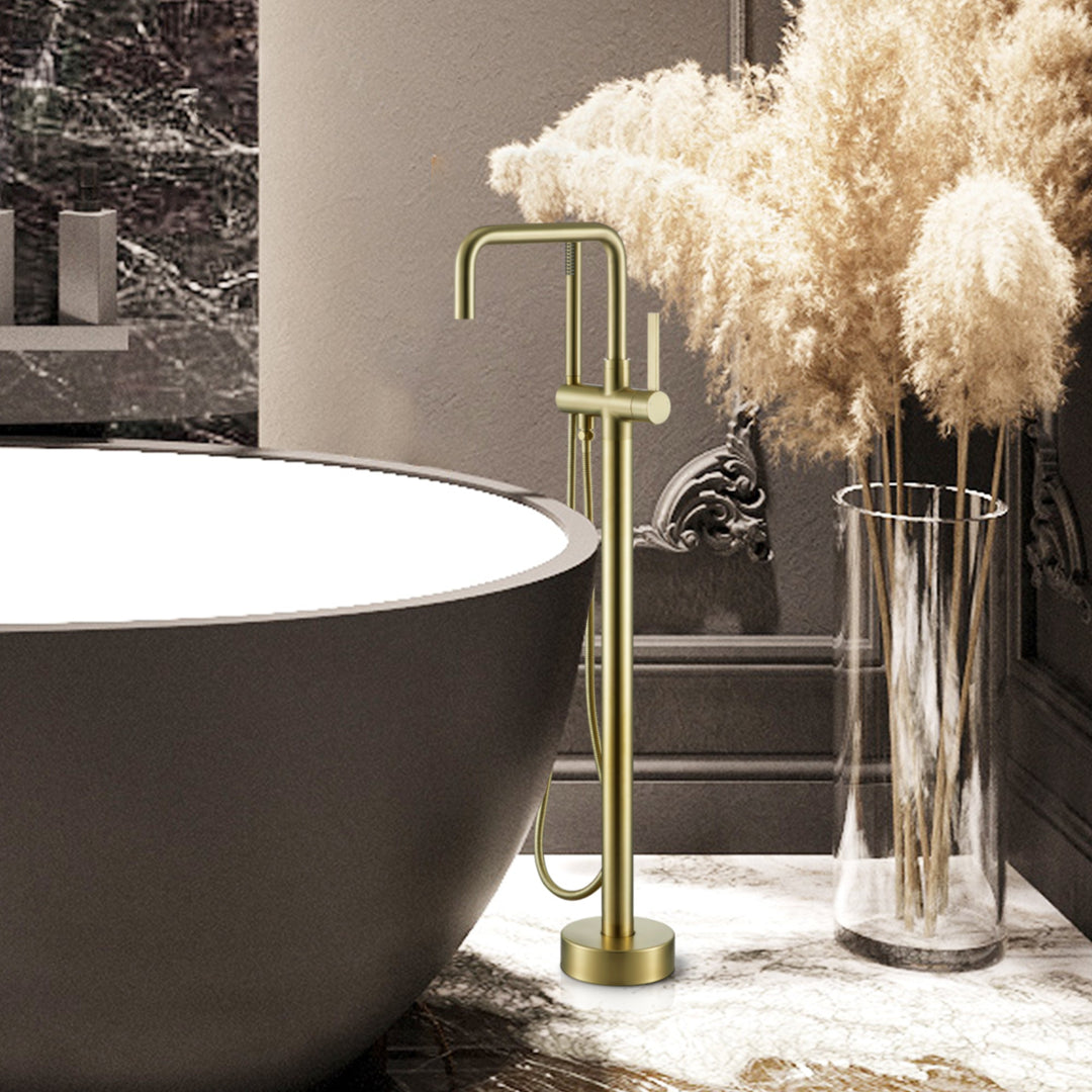 Floor Mounted Freestanding Clawfoot Tub Faucet With Handshower