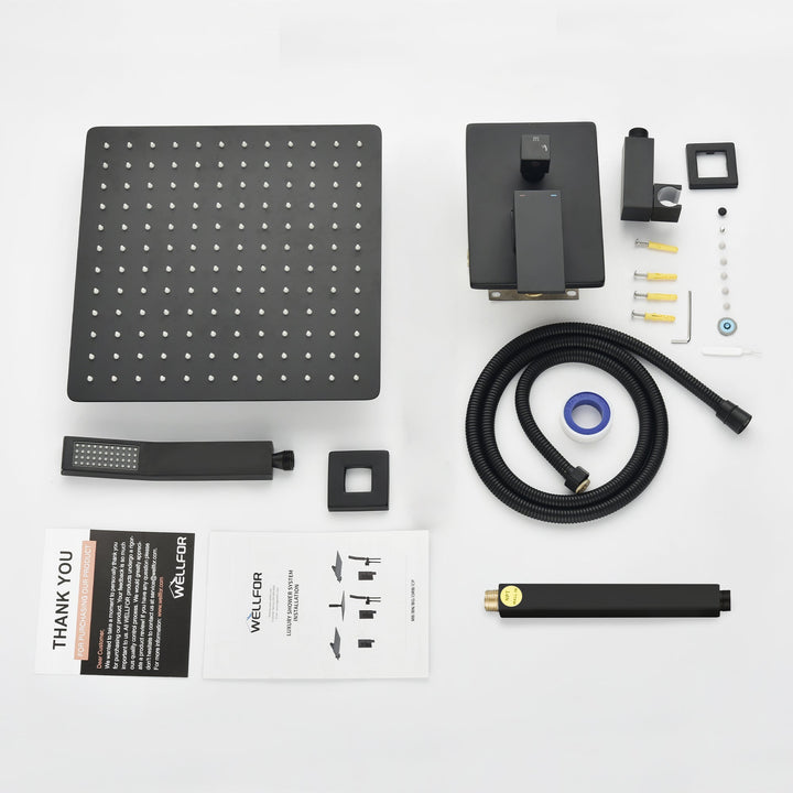 12-in Rain Shower System Dual Head Waterfall Built-In Shower System with 2-way Diverter