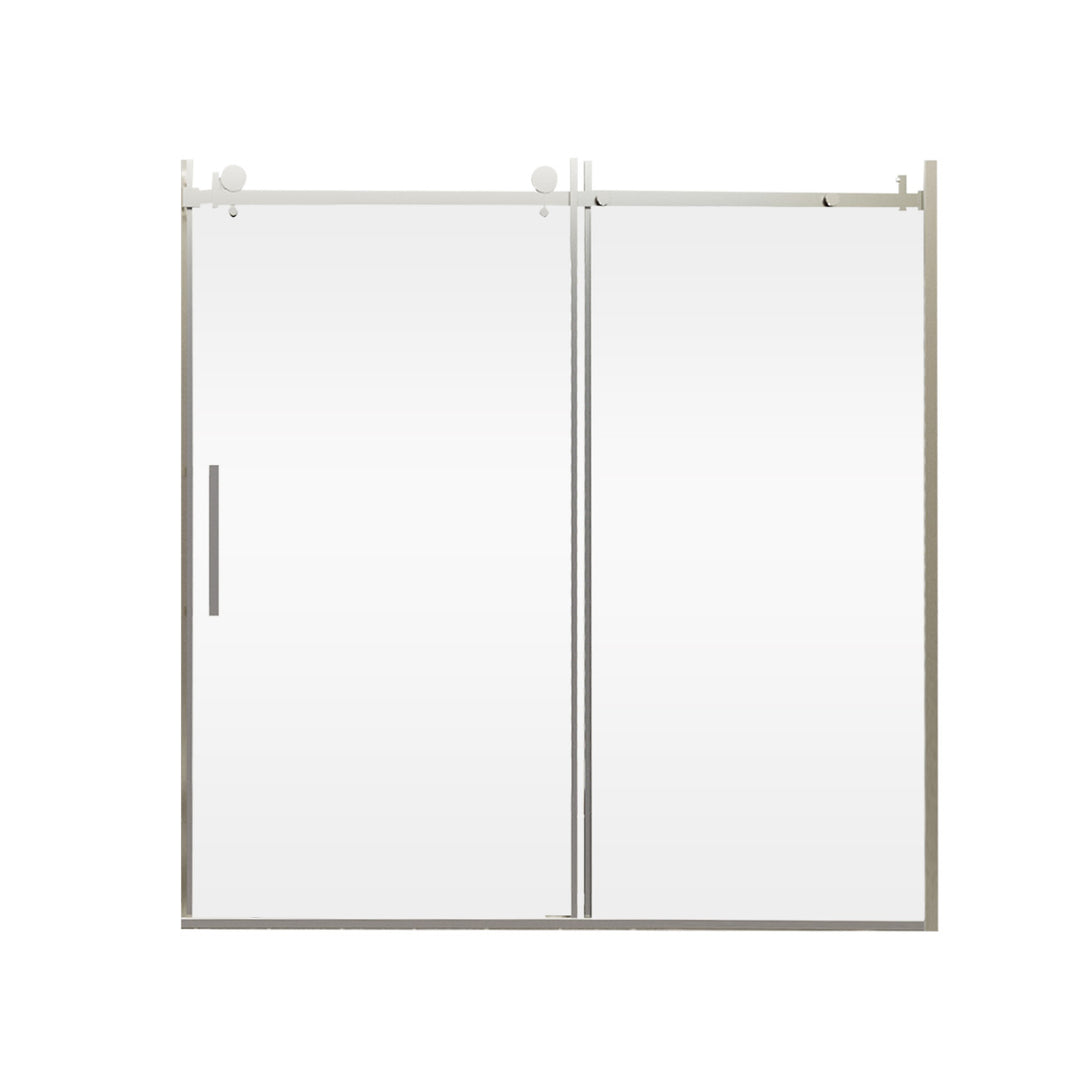 60-in W x 76-in H Sliding Shower Door with Stainless Handle in Silver(Tempered Glass)