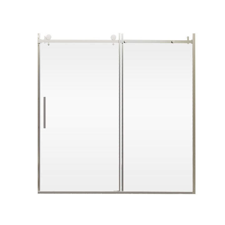 60-in W x 76-in H Sliding Shower Door with Stainless Handle in Silver(Tempered Glass)