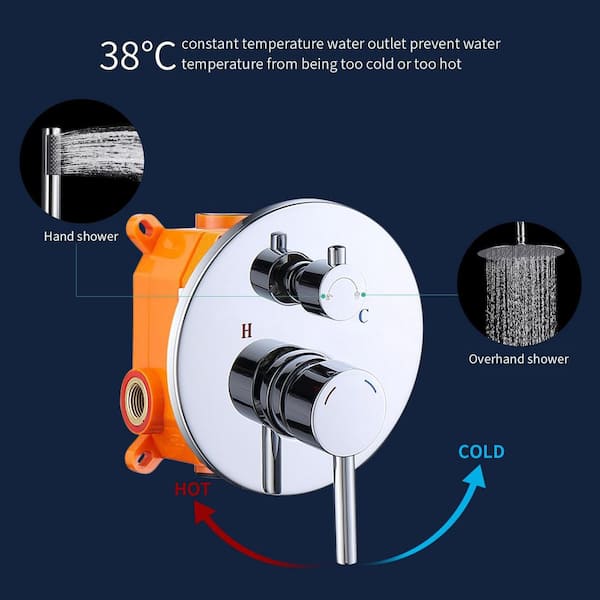 10 inch 1-Spray Patterns with 1.8 GPM Showerhead Face Wall Mount Dual Head Shower System