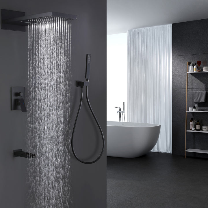 Wall Mounted Bathroom Luxury Rainfall Mixer Shower Tub Spout Combo Set