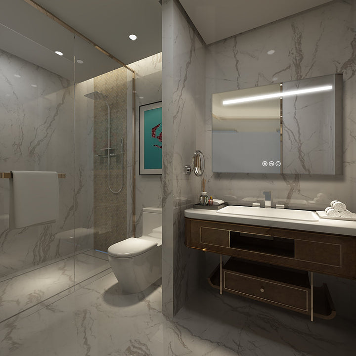42 in. W x 24 in. H Frameless LED Single Bathroom Vanity Mirror