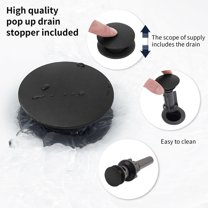 2-Handle 8 inch Widespread Bathroom Sink Faucet 3 Hole 360° Swivel Spout Vanity Sink Basin Faucets with Pop Up Drain Assembly