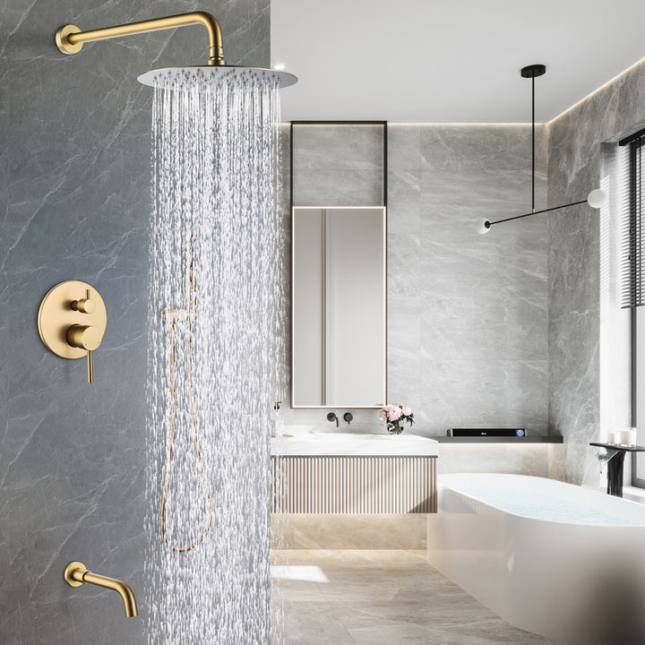 10 inch Tub Shower Faucet Set Complete Rain Shower System with Tub Spout