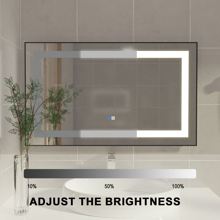 40 in. W x 24 in. H Rectangular Framed Vertical Wall Mount Bathroom Vanity Mirror with LED Light