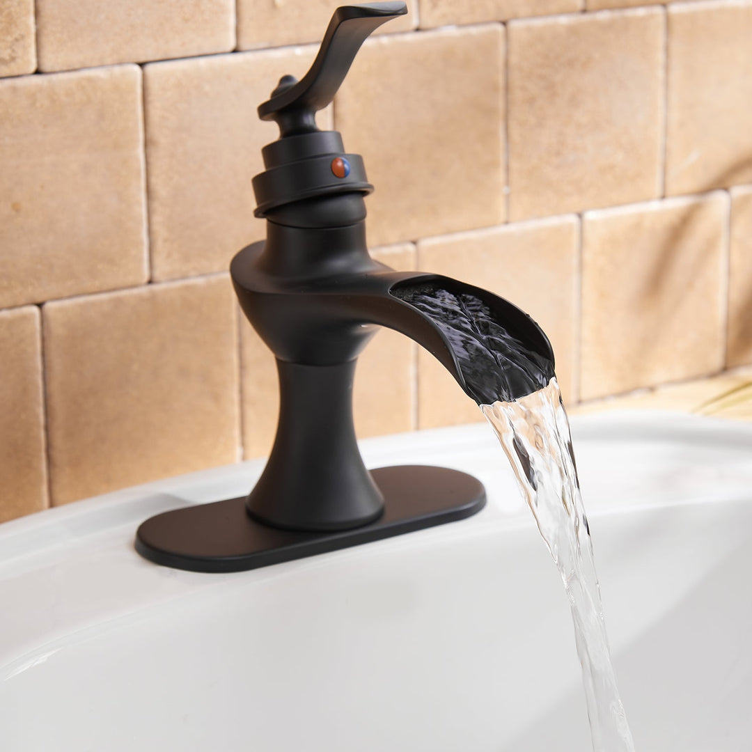 Single Handle Single Hole Bathroom Faucet Pop-Up Drain Included and Supply Lines