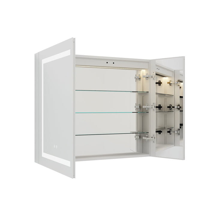 36" x 30" LED Lighted Surface/Recessed Mount Aluminum Mirror Medicine Cabinet Anti-Fog Dimmable with Outlet