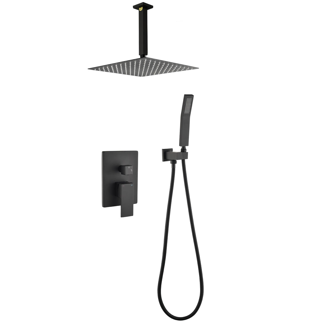 12-in Rain Shower System Dual Head Waterfall Built-In Shower System with 2-way Diverter