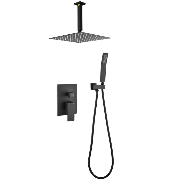12-in Rain Shower System Dual Head Waterfall Built-In Shower System with 2-way Diverter