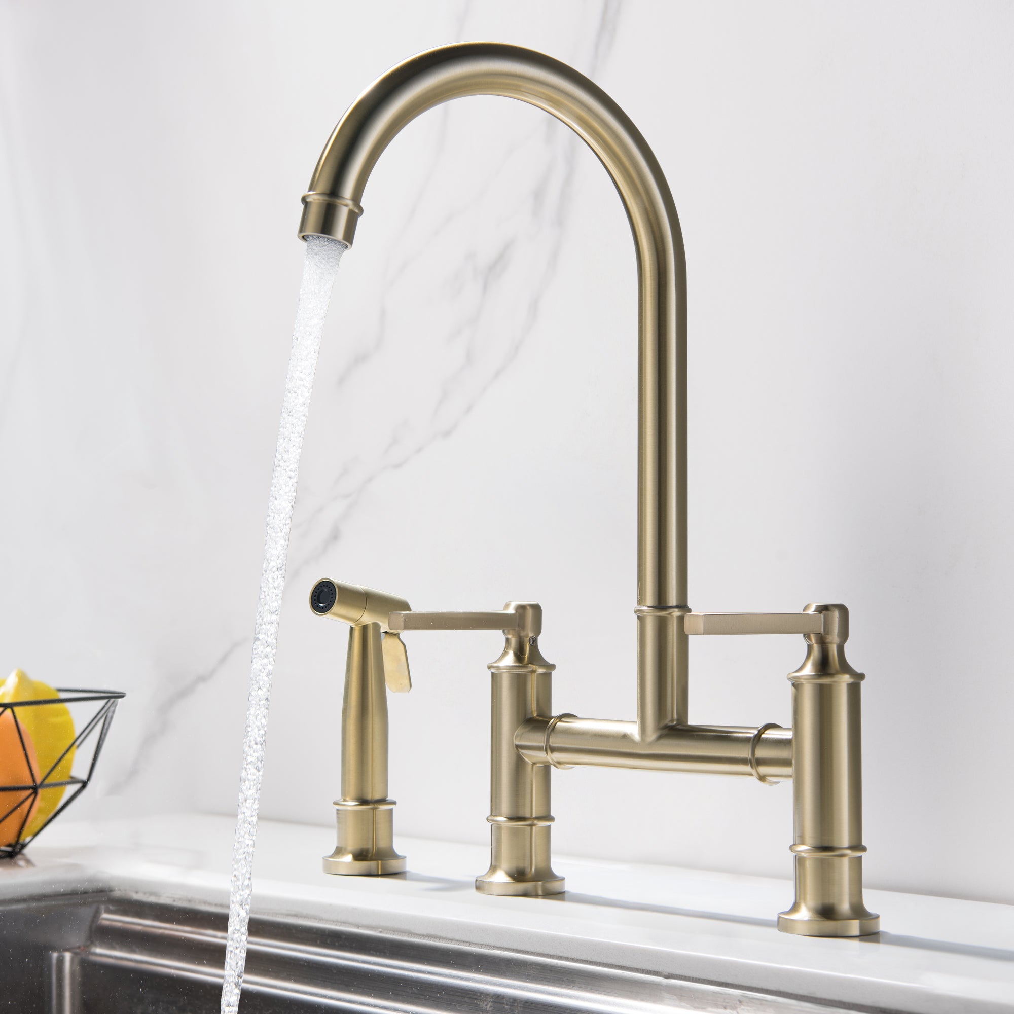 Two Handle Kitchen Bridge Faucet