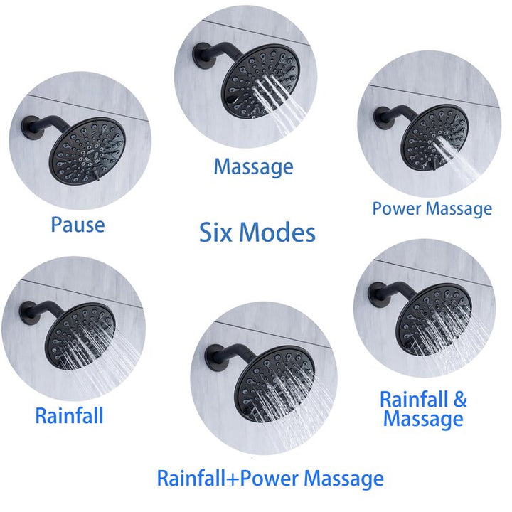 Single-Handle 6-Spray 6 in. Shower Head Round High Pressure Shower Faucet