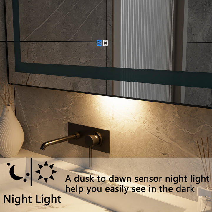 40 in. W x 24 in. H Rectangular Framed Vertical Wall Mount Bathroom Vanity Mirror with LED Light