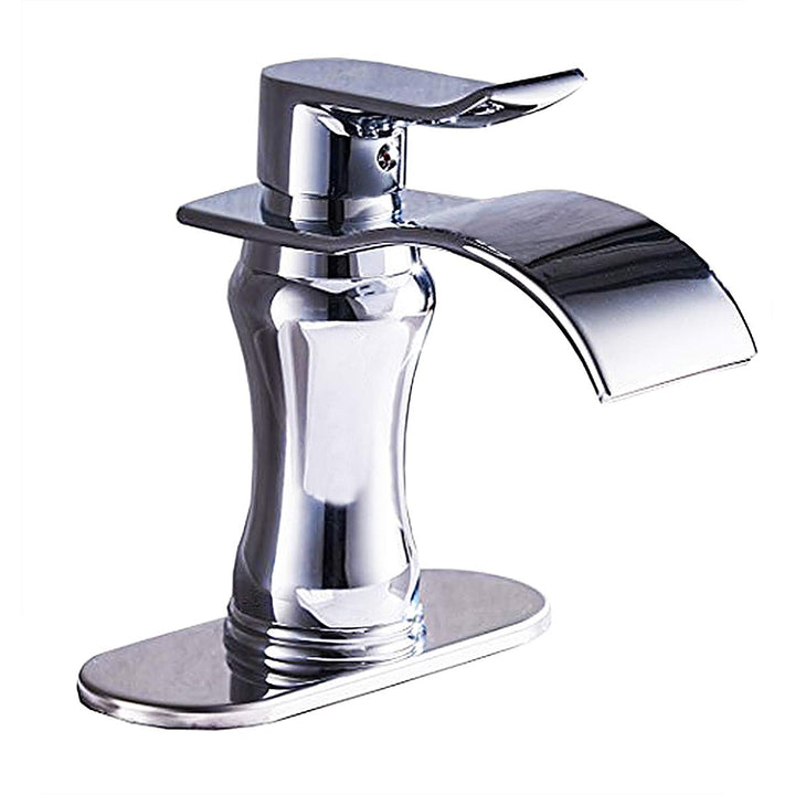 Single Hole Bathroom Faucet with Deckplate Included and Supply Lines