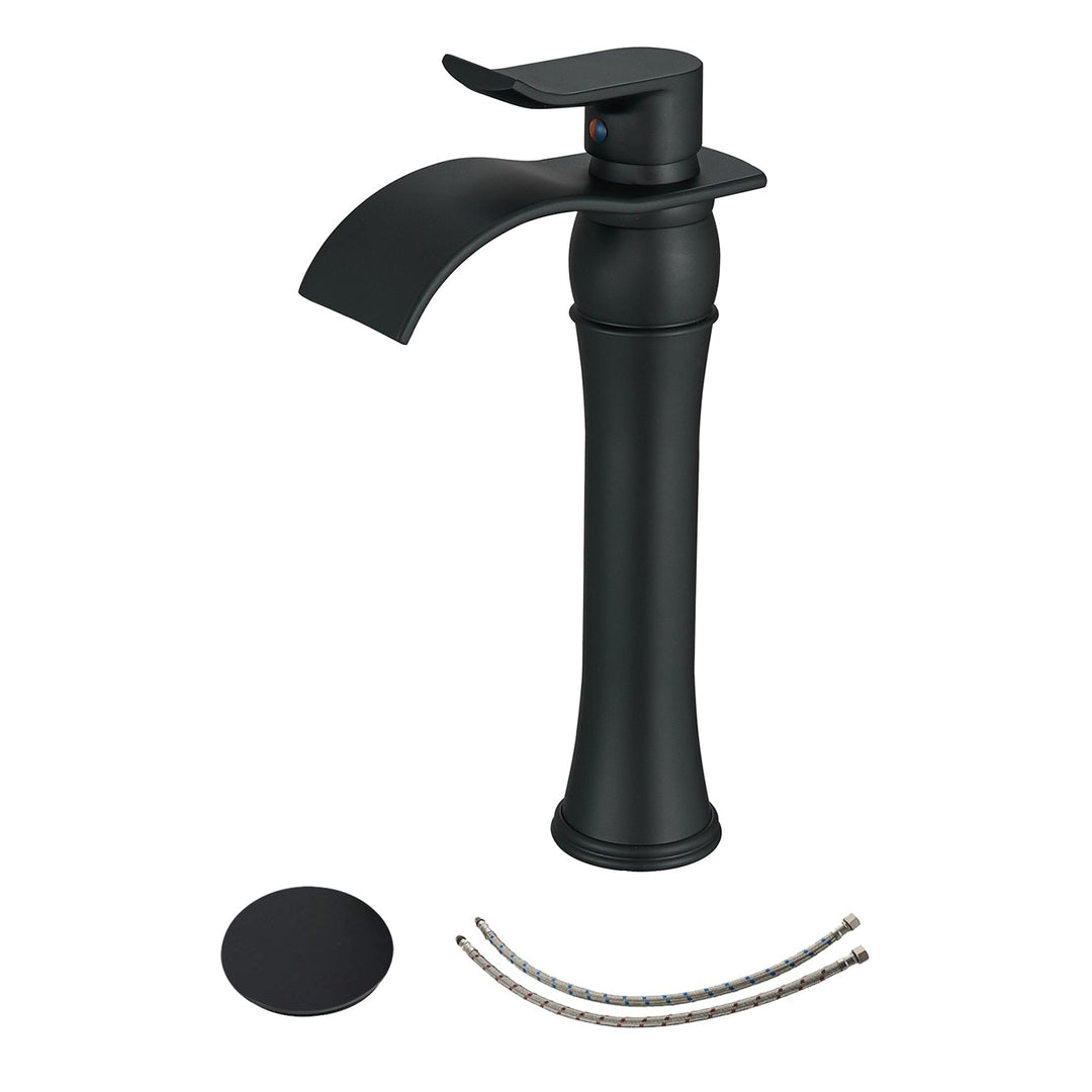 Single-Handle Waterfall  Vessel Bathroom Faucet With Pop-up Drain Assembly