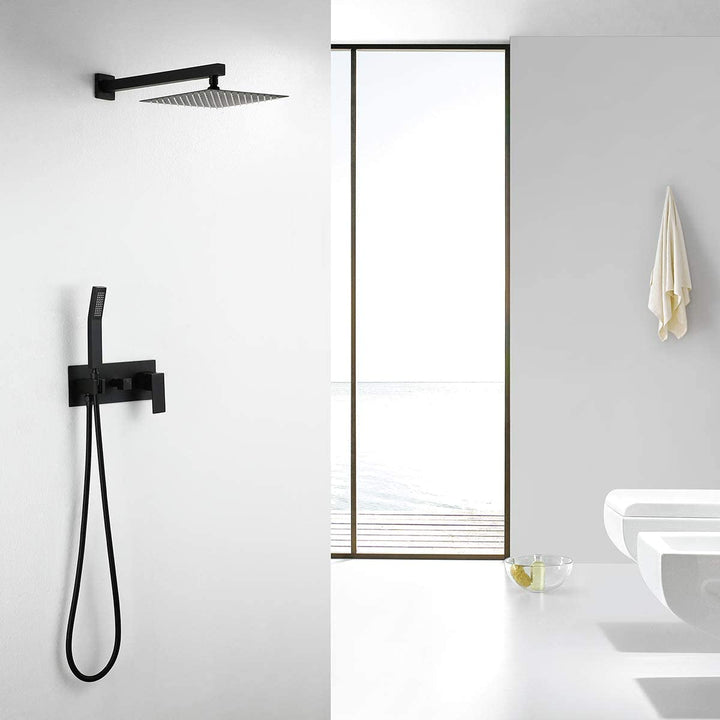10 inch 1-Spray Patterns with 1.5 GPM Wall Mount Dual Shower Heads in Matte Black