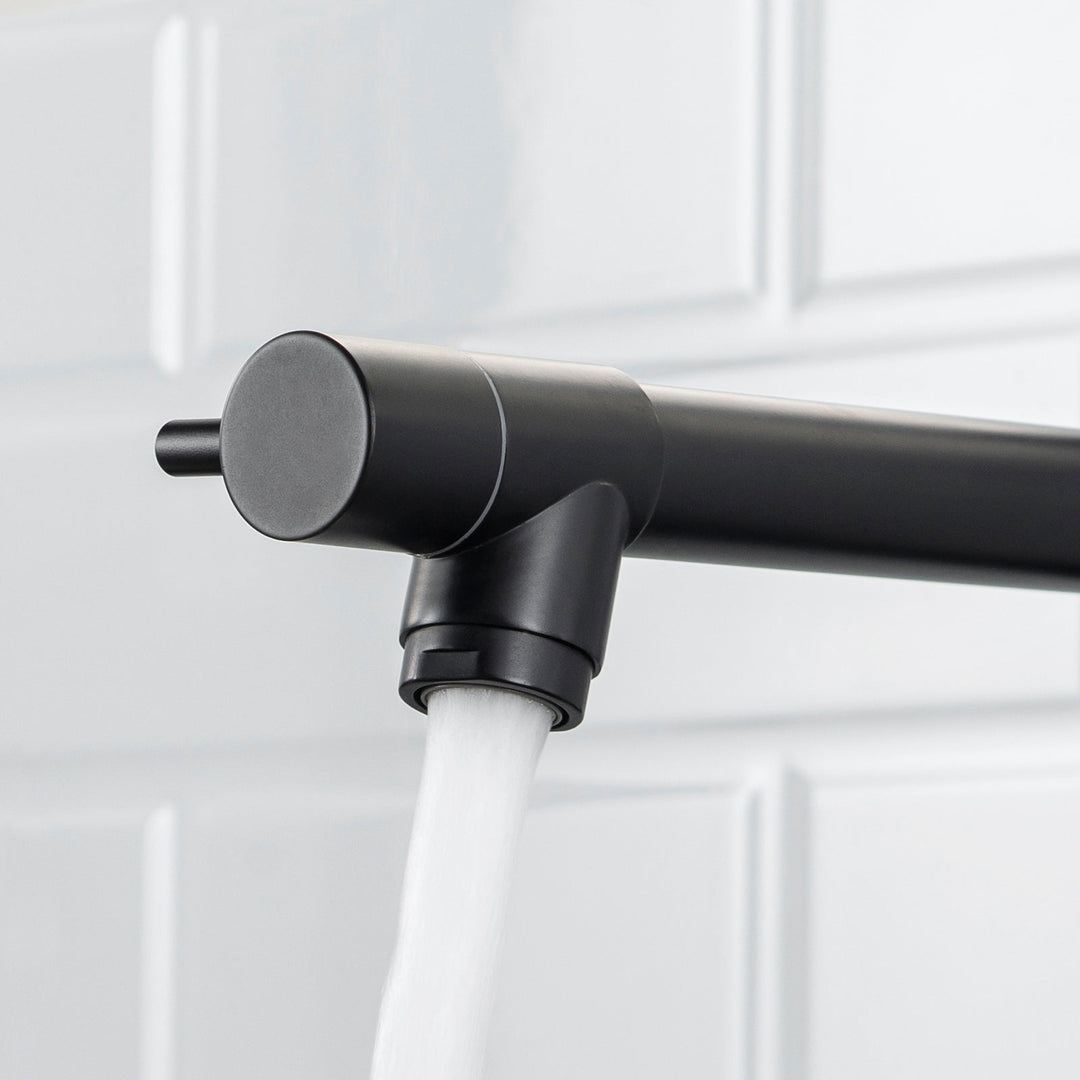 Single Handle Copper Kitchen Faucet in Matte Black